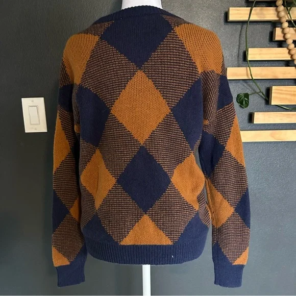 Madewell Mullen Plaid Pull Over in Rust and Navy Blue - Picture 5 of 7